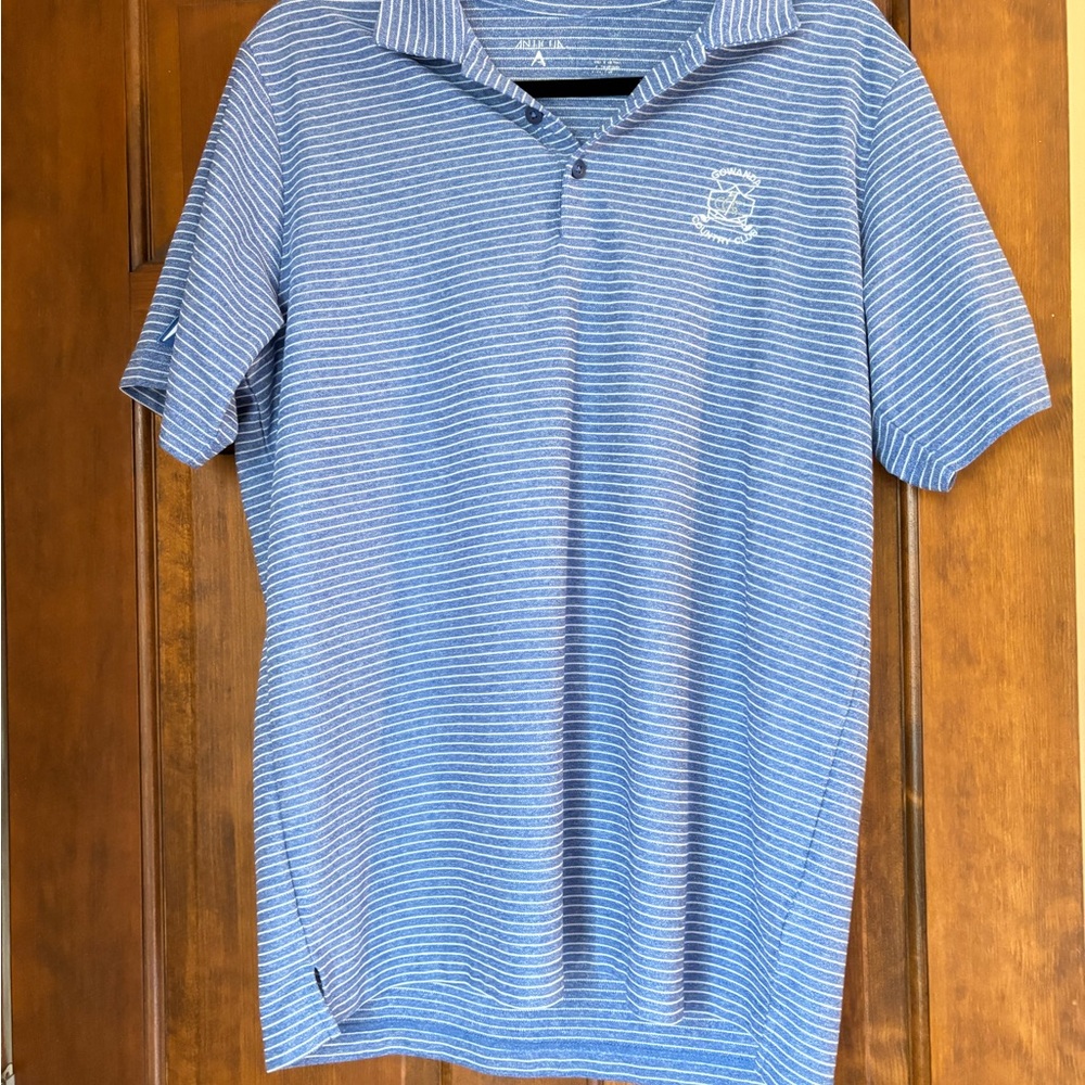 NWOT Antigua Light Blue and White Striped Polo